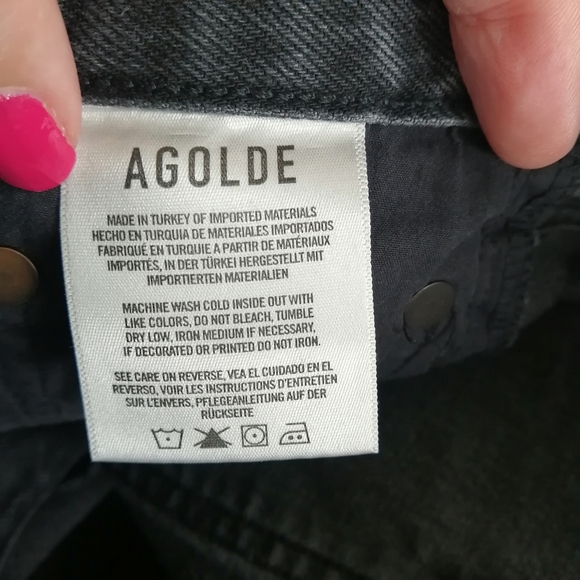 Agolde Criss Cross High Waist Loose Straight Jeans in Synchronize Gray Black 23 - Picture 14 of 16